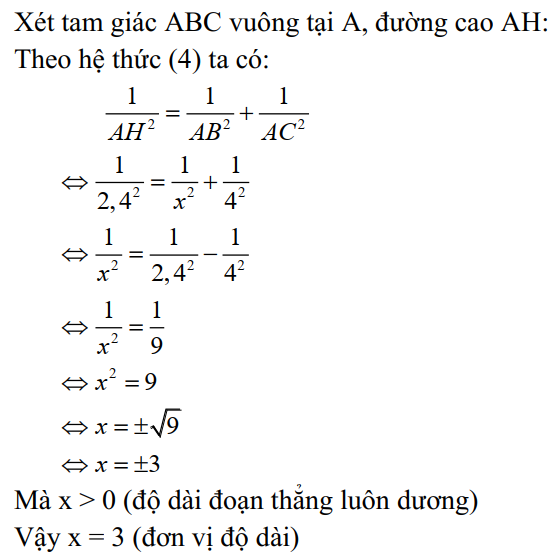 Hướng dẫn giải Bài tập 4 hệ thức lượng trong tam giác vuông