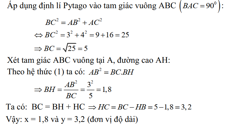 Bài tập 1 hệ thức lượng trong tam giác vuông